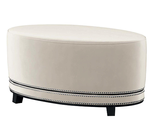 Oscar Ivory Round Artisan Pouf