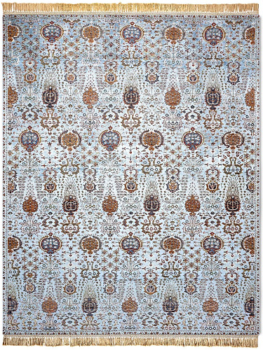 Isfahan Light Blue Wool & Silk Rug