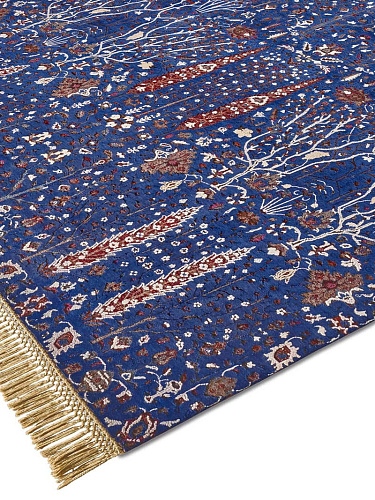 Pine Garden Blue Hand-Knotted Wool / Silk Rug