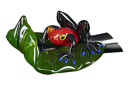 Red Frog on Leaf Artisan Figurine