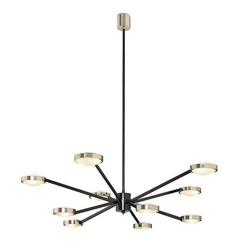 Grand Art Deco Black & Brass Chandelier