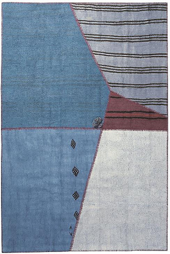 Patchwork Hemp Blue / Brown Flatwoven Rug