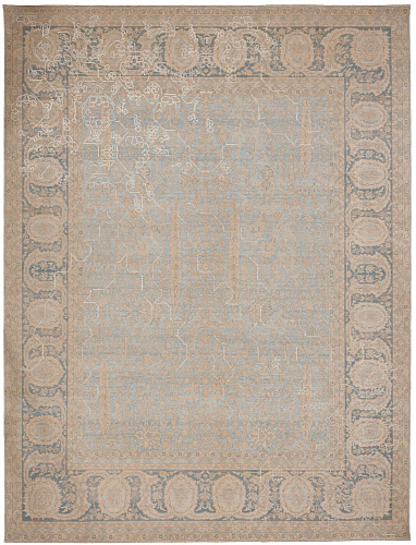 Tabriz Hand Knotted Silver / Beige Luxury Rug