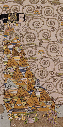 The Lady from Klimt Beige (Left) Tapestry