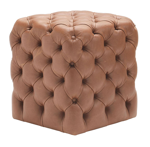 Clod Leather-Upholstered Pouf