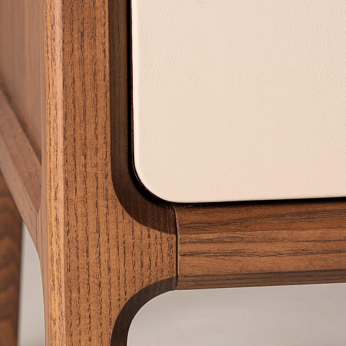 Leather-Covered Ivory Italian Dresser