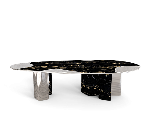 Marble & Silver Luxe Dining Table