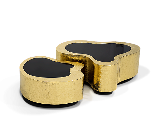 Hammered Brass Coffee Table Set