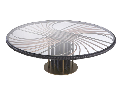Sunrise Round Glass Top Artisan Coffee Table