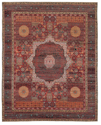 Red Hand-woven Wool / Silk Luxury Rug