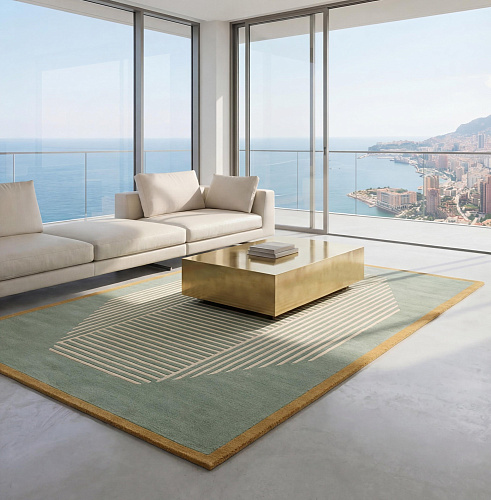 Octagon Lines Sage Designer Rug