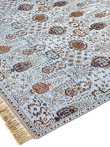 Isfahan Light Blue Wool & Silk Rug