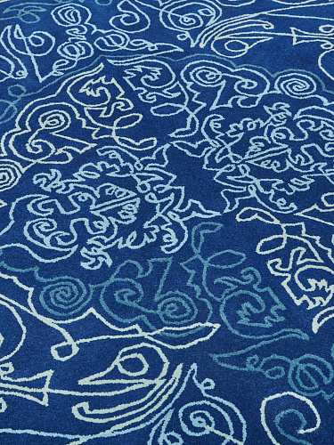 One-Stroke Blue Wool Rug