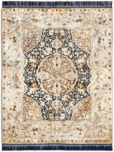 Gold Hand-Knotted Silk / Wool Rug