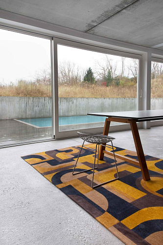 Geometric Yellow Flatwoven Belgian Rug