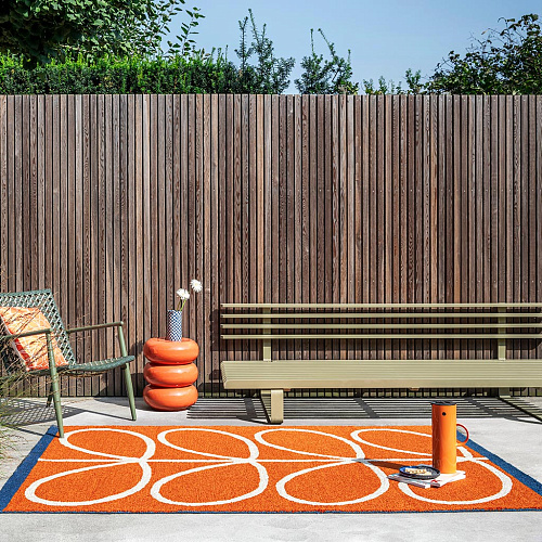 Linear Branch Orange Outdoor Rug