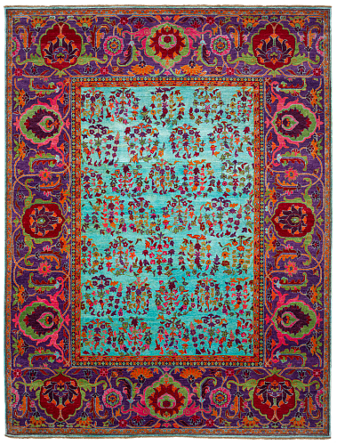 Hand-Knotted Wool / Silk Designer Rug