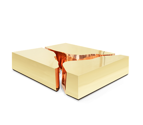 Gold Copper Designer Coffee Table