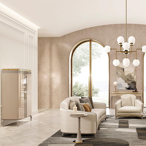 Three-Seater Elegant Beige Sofa