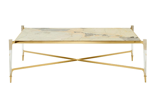 Rectangular Gold and Marble Italian Coffee Table
