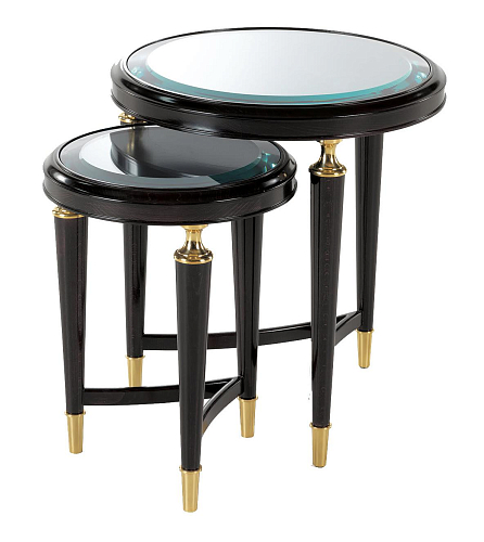 Set of 2 Black and Gold Artisan Coffee Tables