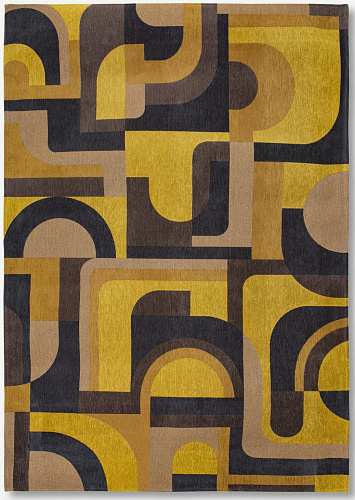 Geometric Yellow Flatwoven Belgian Rug