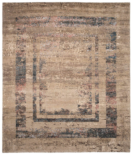 Artwork Hand-woven Border Wool & Silk Luxury Rug