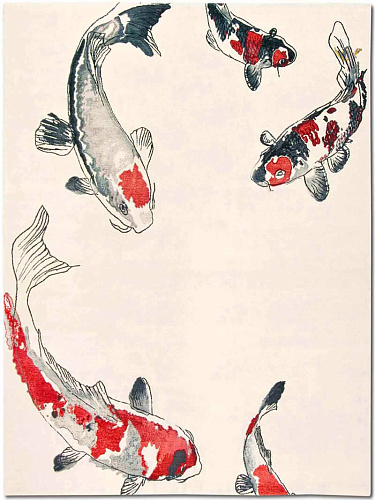 Fish Original on White Luxury Hand-Woven Rug