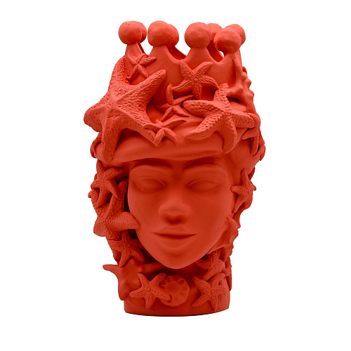 Moor's Head Sculpture Crafted in Red