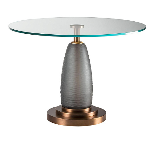 Round Metal-Base Glass Dining Table