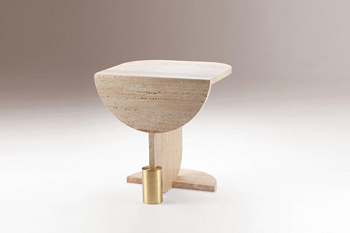 Playing Games Travertine Side Table
