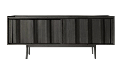 Sipario Low Black Two-Doors Contemporary Sideboard