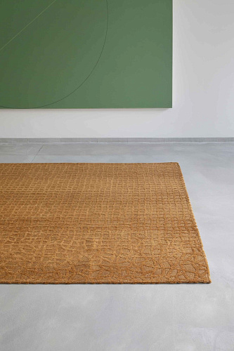 Gold Checkered Belgian Flatwoven Rug