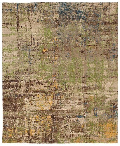 Hand-woven Wool & Silk Green Luxury Rug Artwork