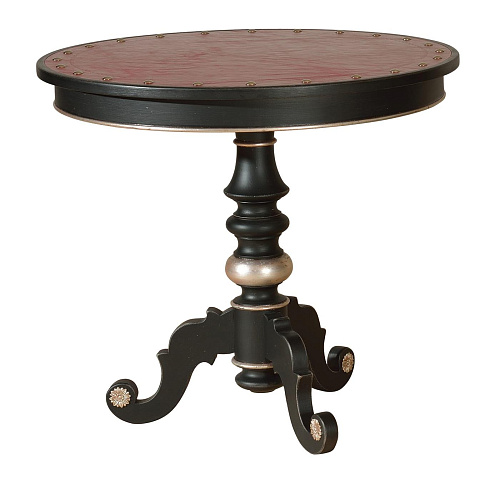 Leather-Top Classical Pedestal Side Table