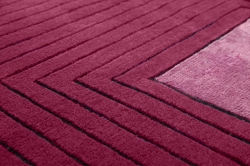 Handwoven Red Border Wool / Viscose Rug