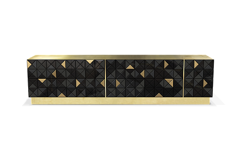 Mosaic Black & Gold TV Designer Cabinet