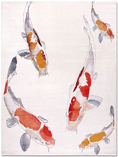 Fish Original on White Luxury Hand-Woven Rug