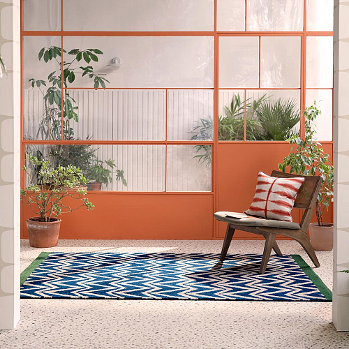 Flat Weave Blue Outdoor Rug