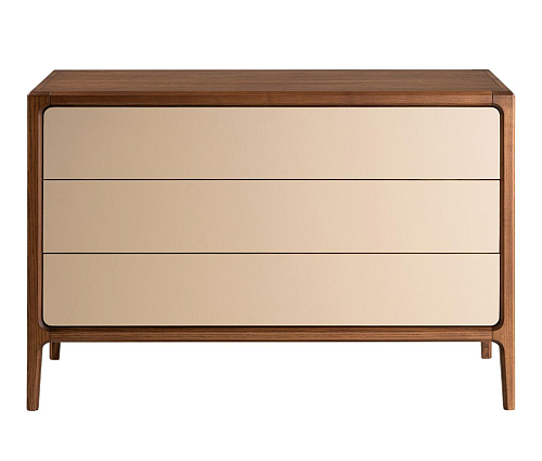 Leather-Covered Ivory Italian Dresser