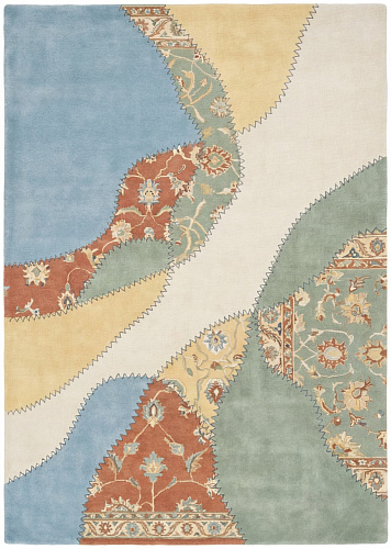 Pastel Collage Blue Handwoven Rug