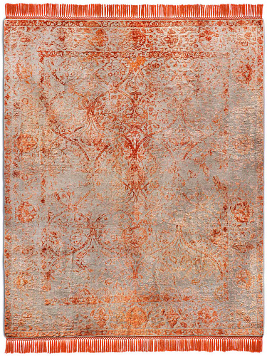 Copper Hand-Knotted Wool / Silk Rug