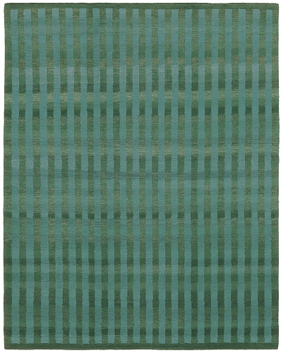 Hand-woven Green Stripes Luxury Rug