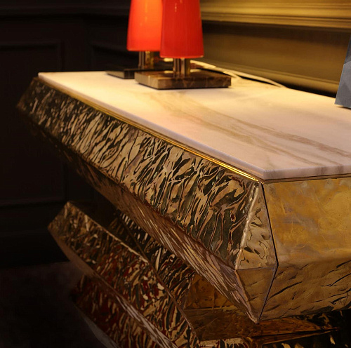 Italian Brass and Marble Console