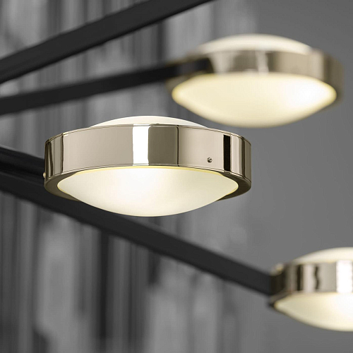 Grand Art Deco Black & Brass Chandelier