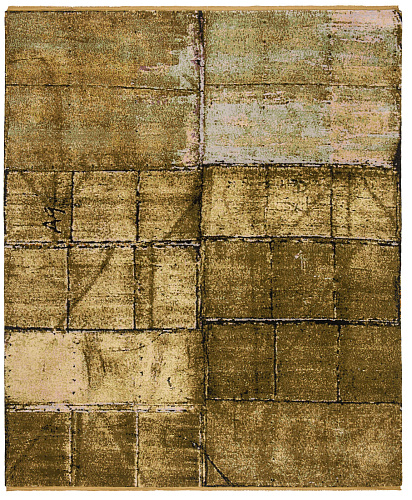 Luxurious Hand-woven Wool / Silk Green Rug