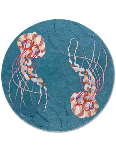 Jellyfish Round Handmade Luxury Rug
