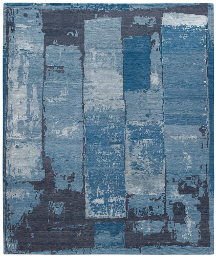 Luxurious Hand-woven Blue Rug Boro