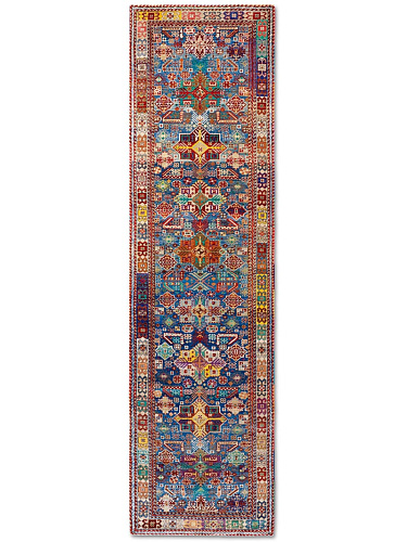 Original Natural Blue Hand-Knotted Wool Rug