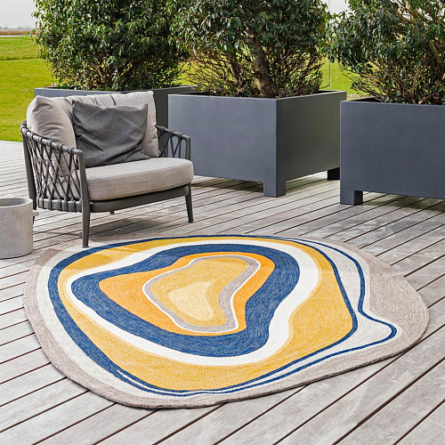 Oval Ochre Outdoor Rug